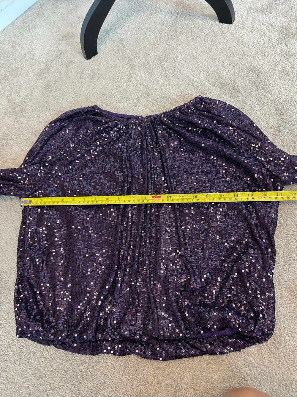 Suzy Shier plum purple Sequin Long Sleeve Peasant Blouse Sz L NWOT sparkly - Picture 7 of 11